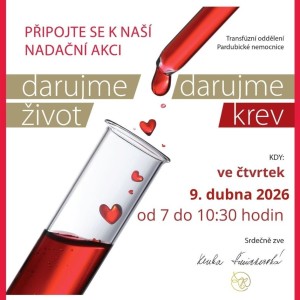 NADAČNÍ DAROVÁNÍ KRVE - DUBEN 2026